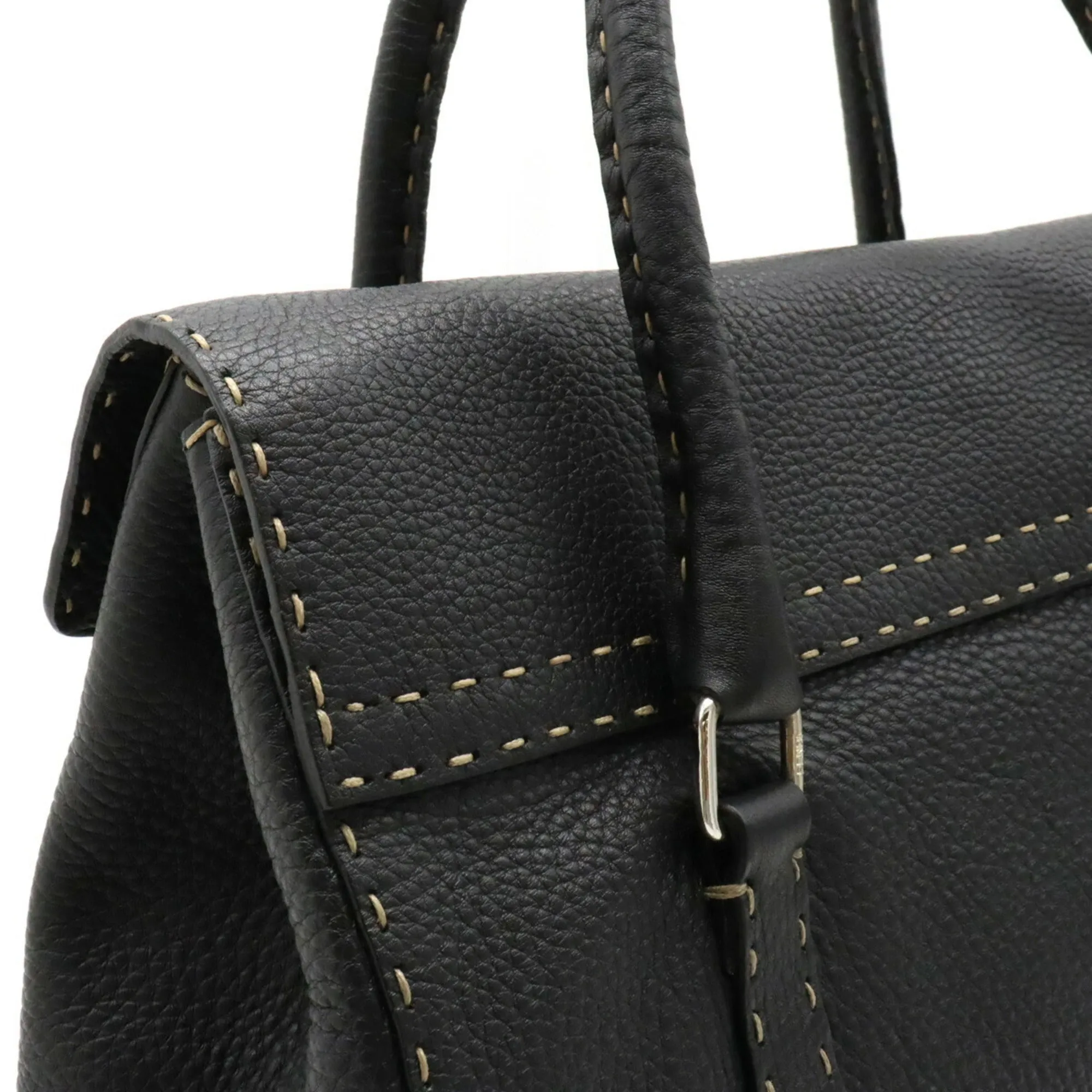 FENDI Selleria tote bag shoulder leather black 8BR388