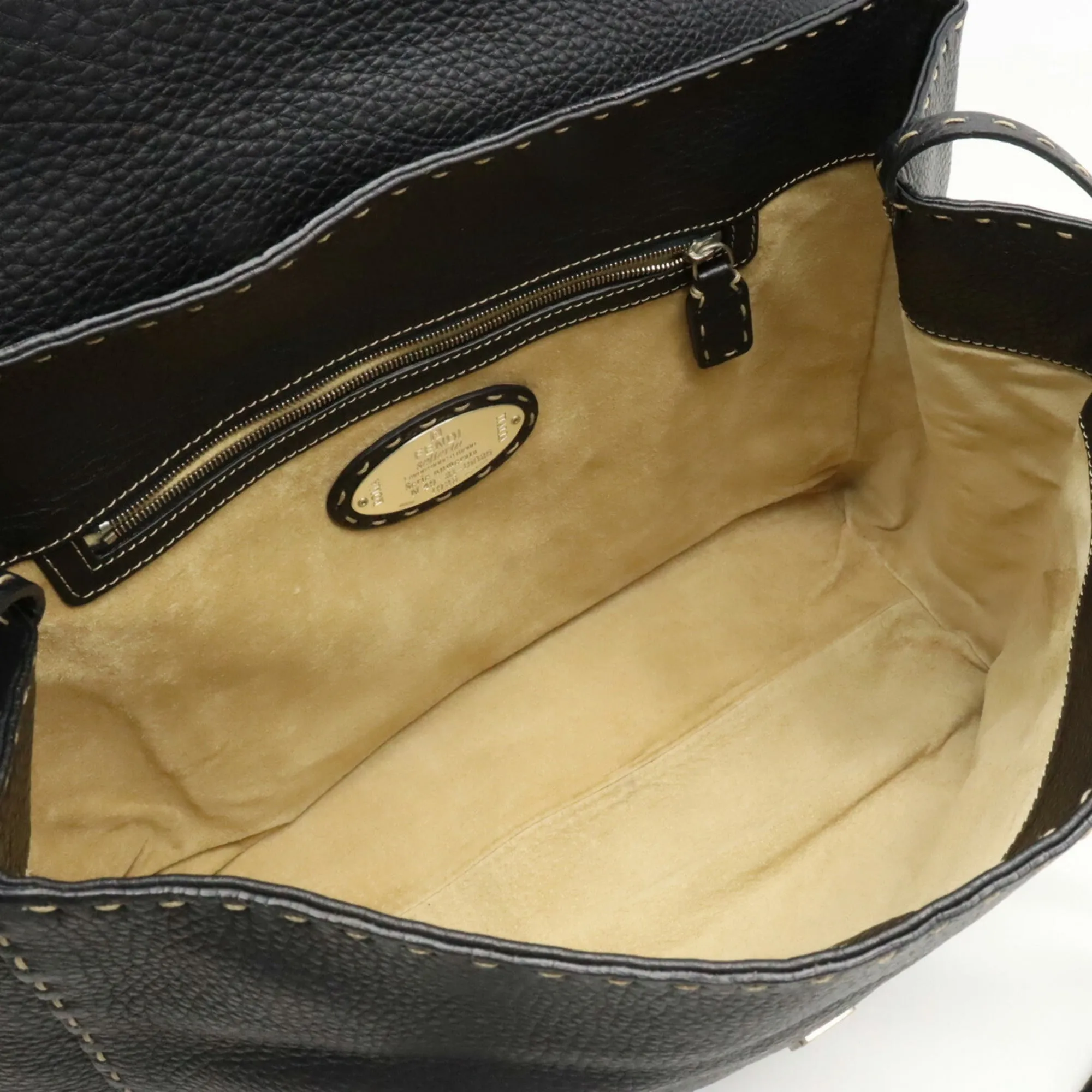 FENDI Selleria tote bag shoulder leather black 8BR388
