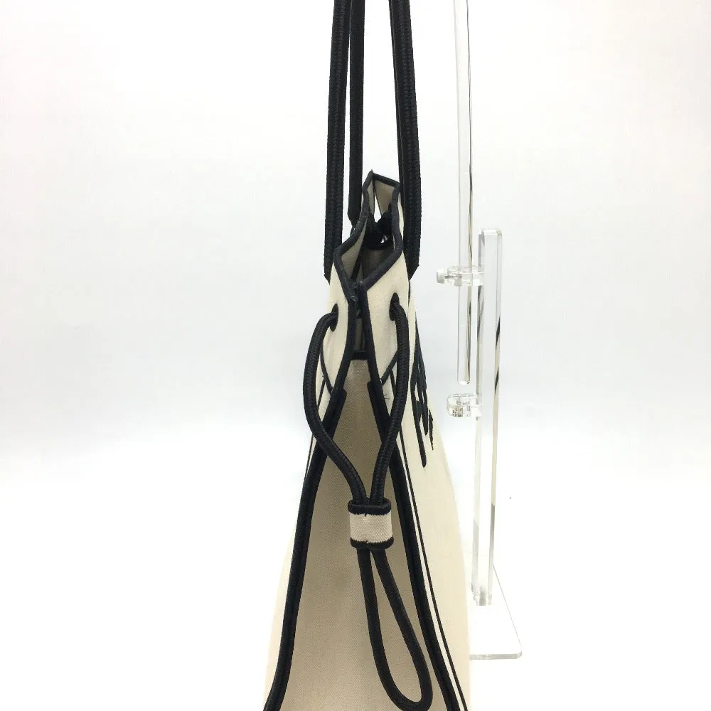 FENDI Tote Bag 8BH379 canvas Beige x black logo rome shopper Women Used