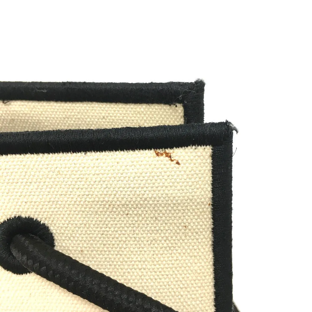 FENDI Tote Bag 8BH379 canvas Beige x black logo rome shopper Women Used