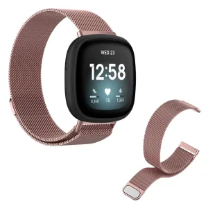 Fitbit Versa 3 stainless steel watch band - Pink / Size: L