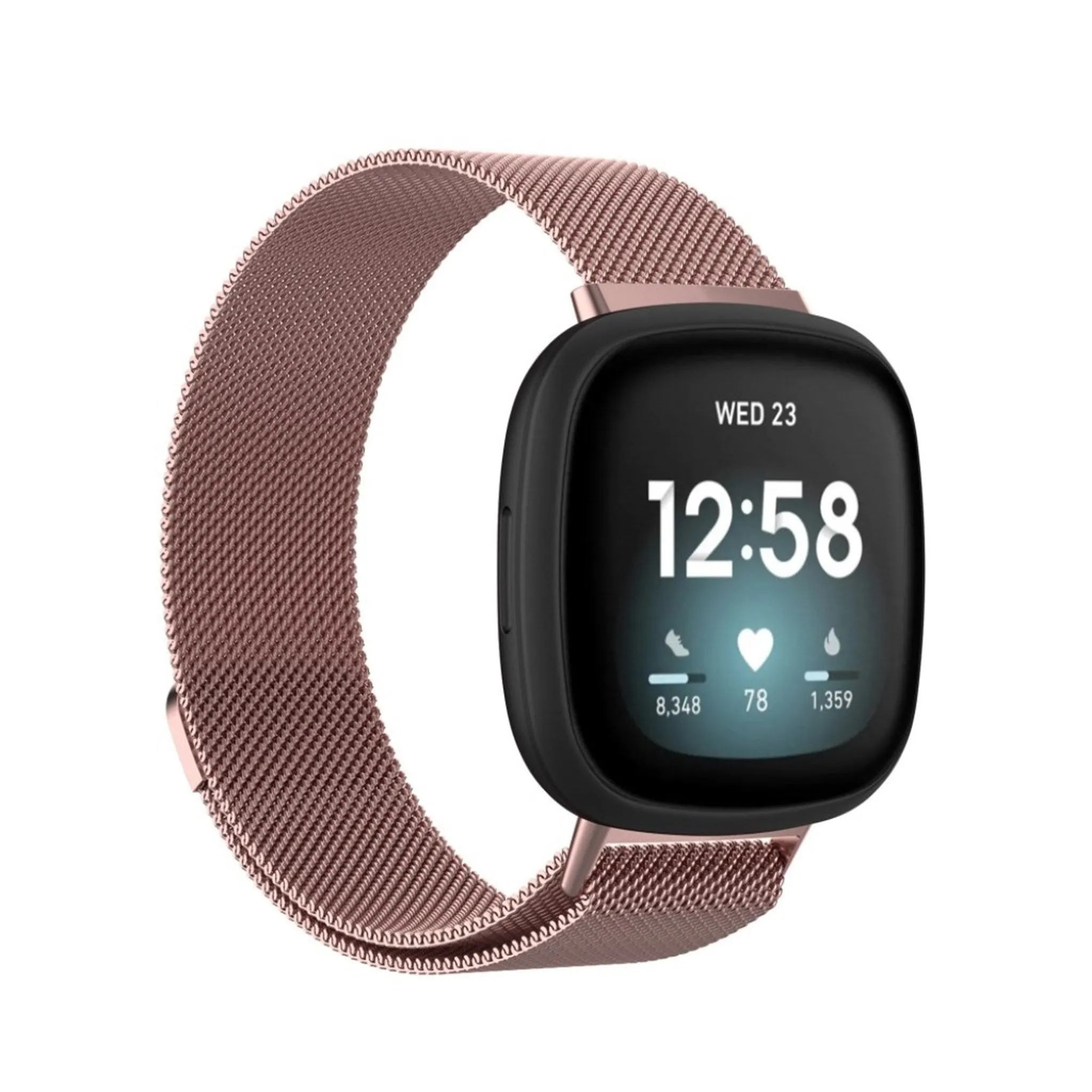 Fitbit Versa 3 stainless steel watch band - Pink / Size: L