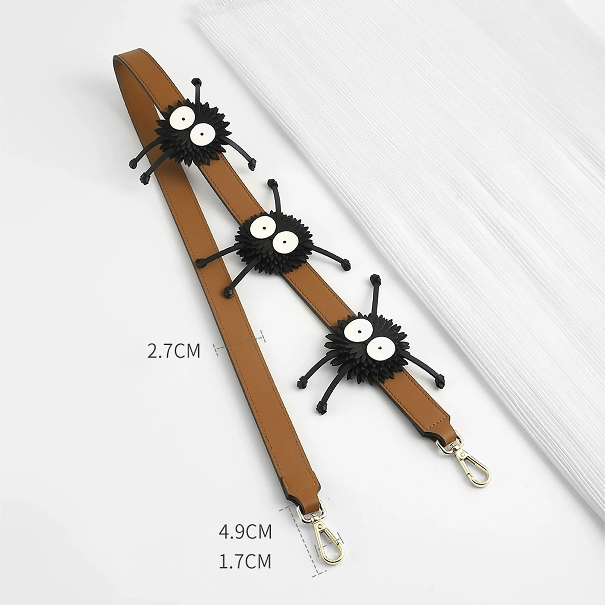 Flamenco clutch in nappa calfskin Bag strap,Genuine leather crossbody strap, cute coal ball shape, fashionable shoulder strap for women's bag