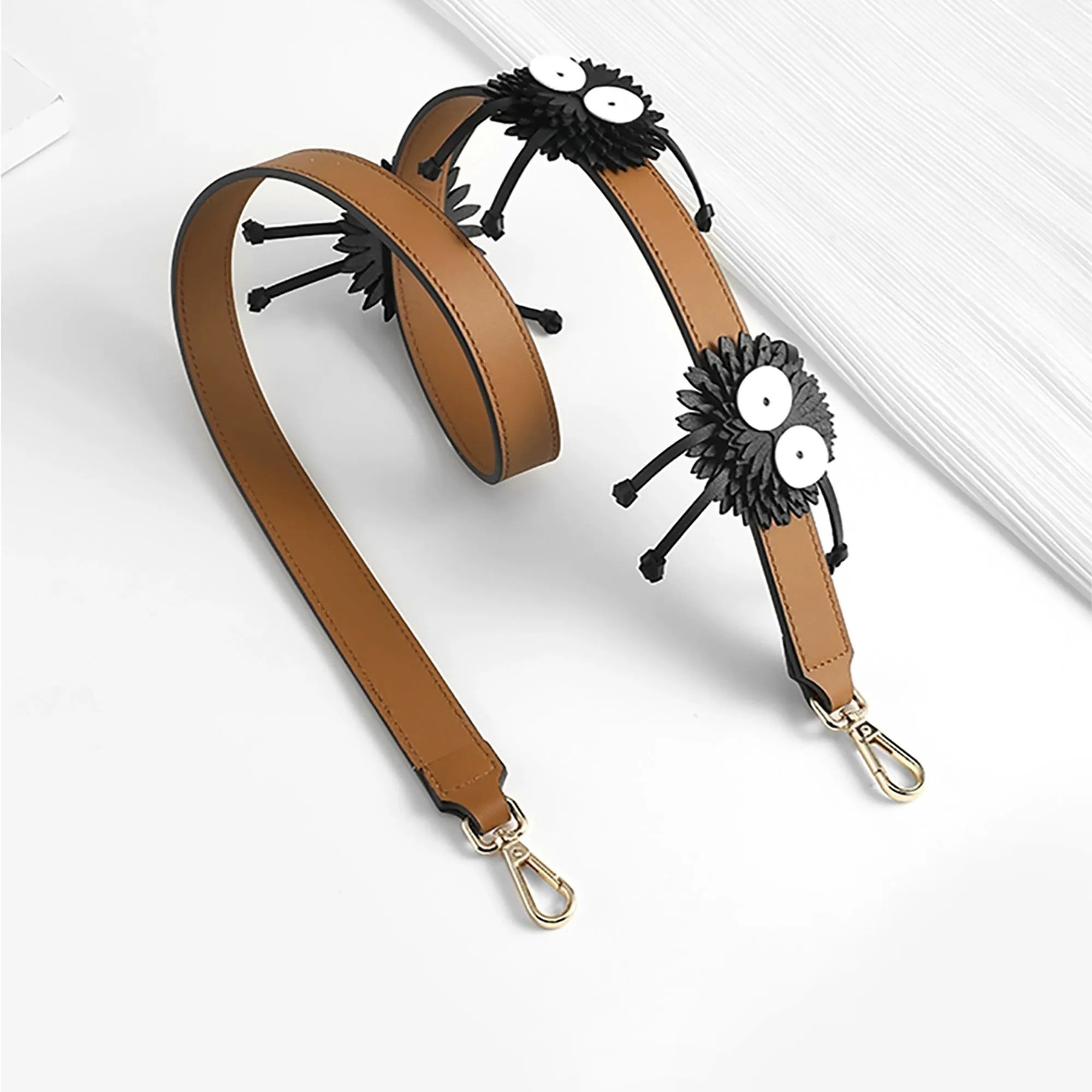 Flamenco clutch in nappa calfskin Bag strap,Genuine leather crossbody strap, cute coal ball shape, fashionable shoulder strap for women's bag