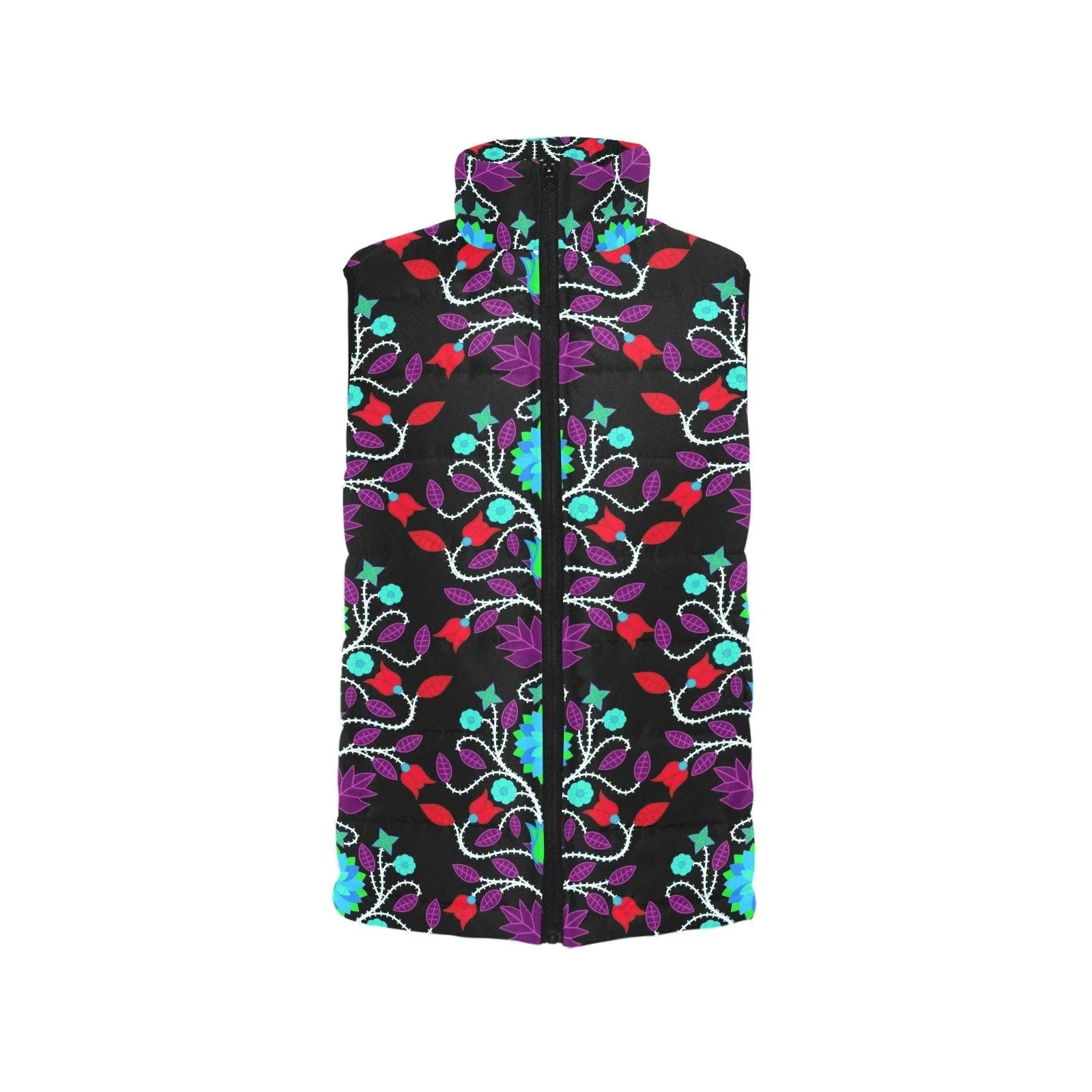 Floral Beadwork Four Clans Winter Men's Padded Vest Jacket