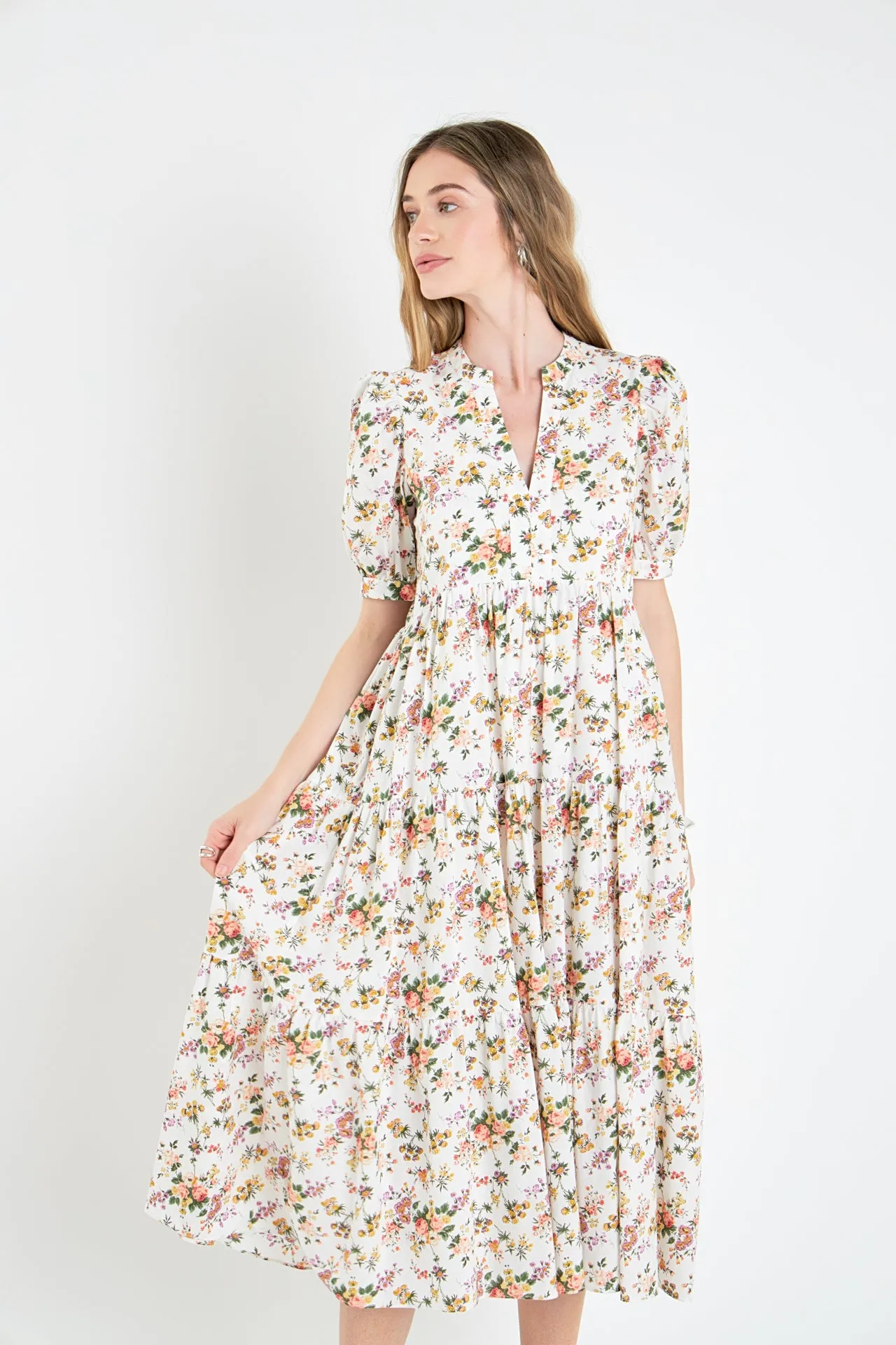 Floral Tiered Midi Dress