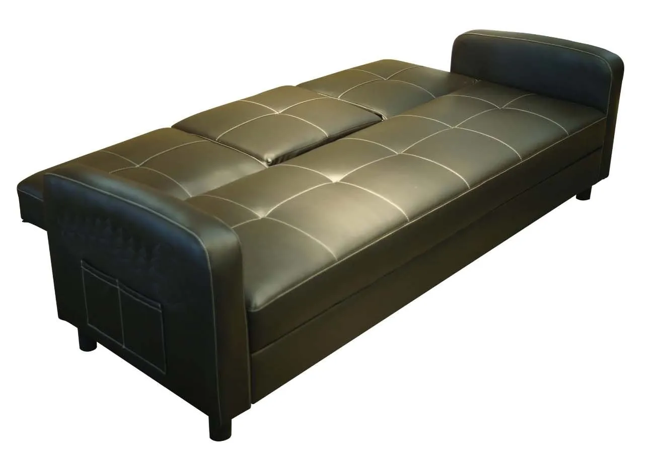 Florida 3 Seater Faux Leather Sofa Bed - Brown