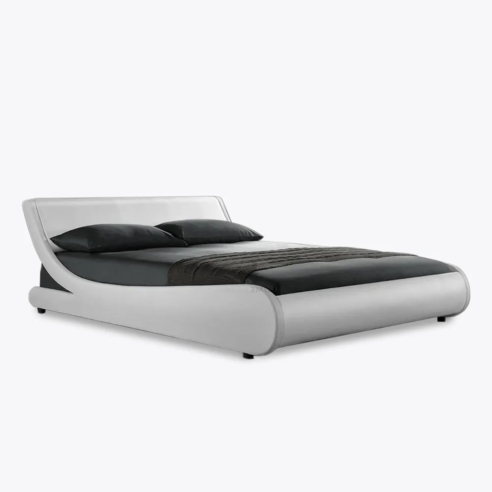 Galactic Leather King Bed Frame, White