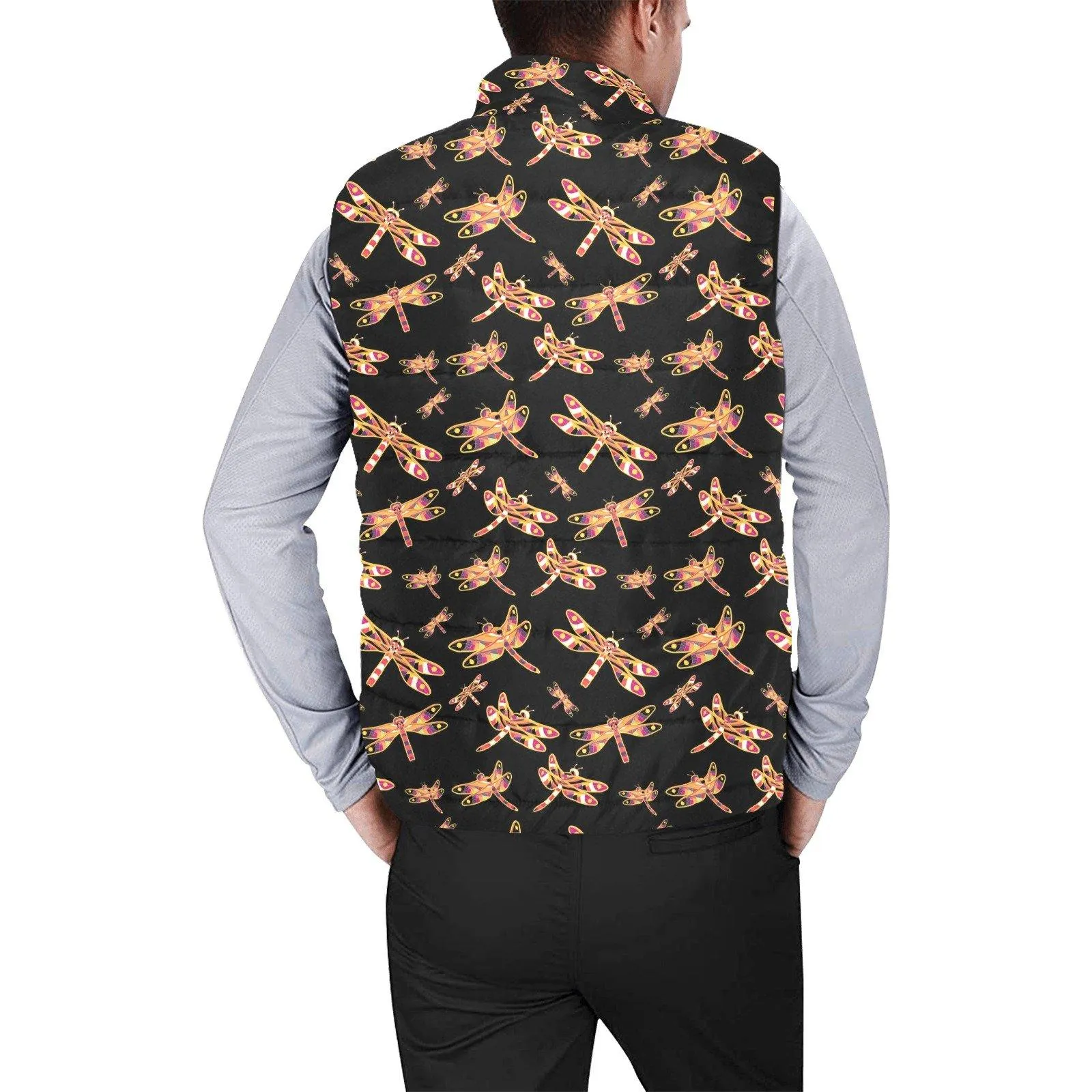Gathering Yellow Black Men's Padded Vest Jacket