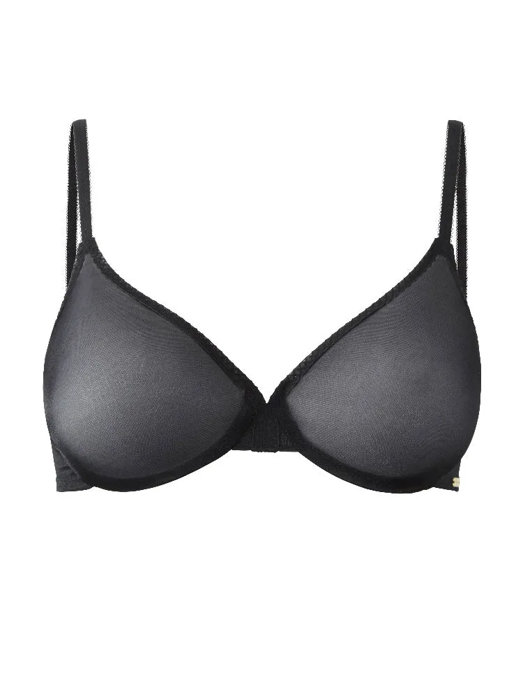 Glossies Sheer Moulded Bra - Black