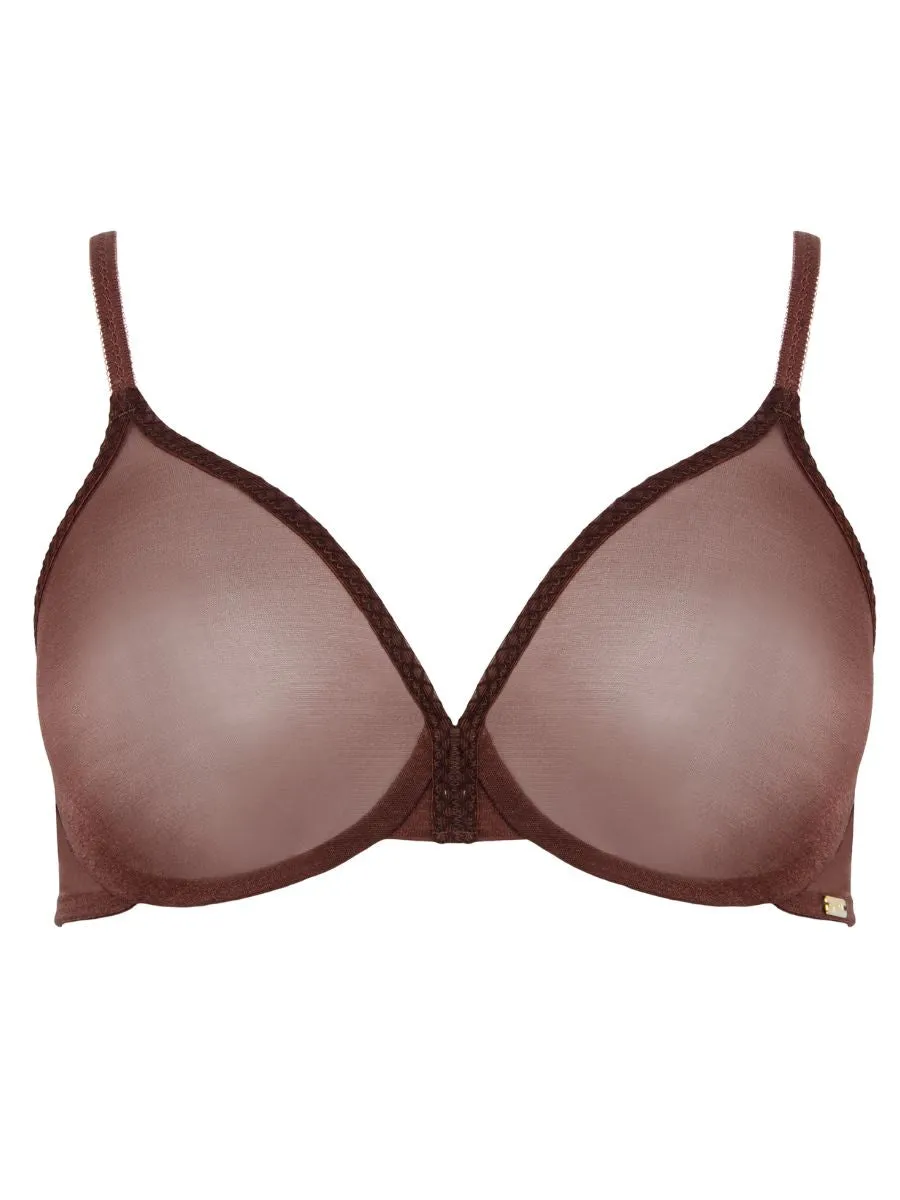 Glossies Sheer Moulded Bra - Rich Brown