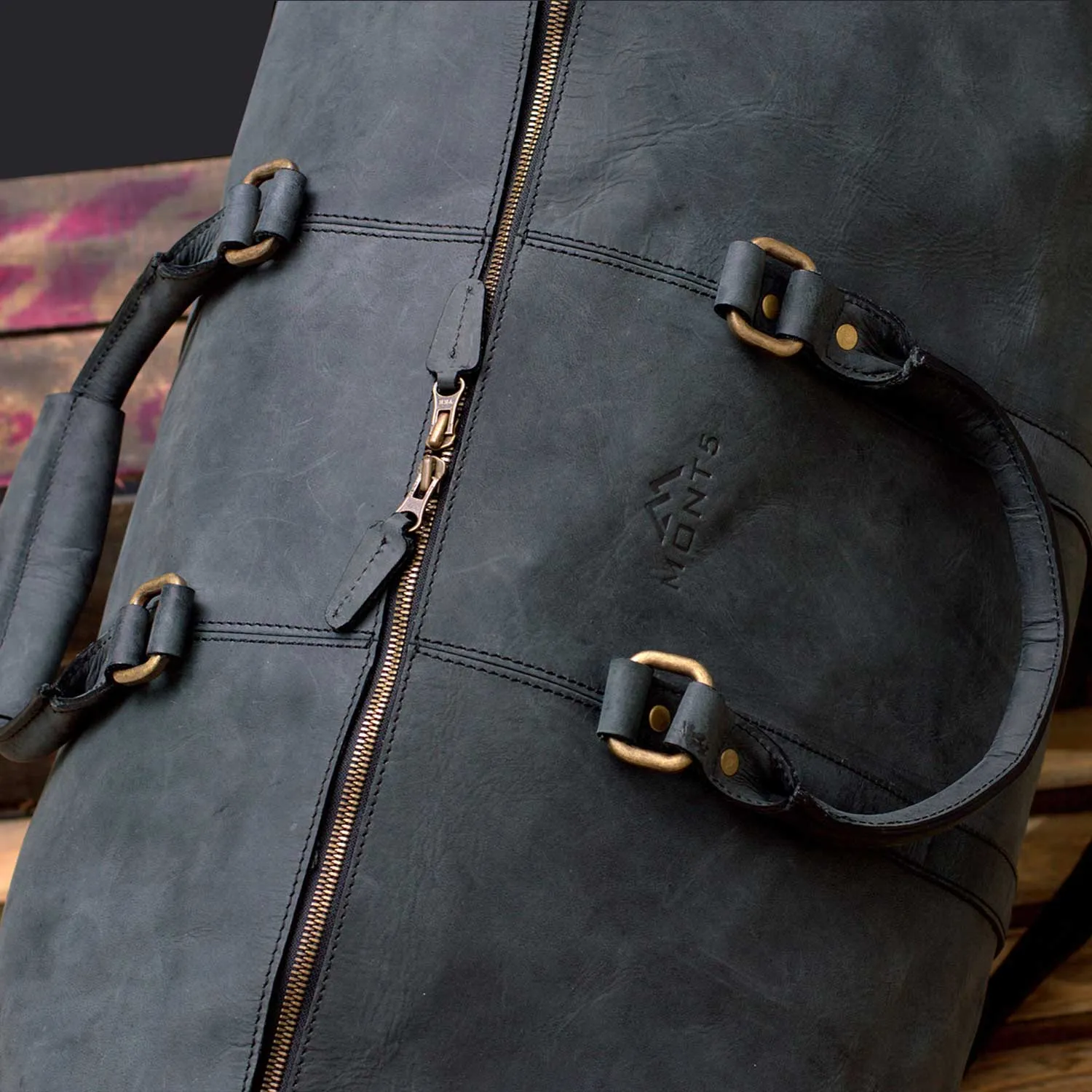 Gokina Large Leather Duffle Bag