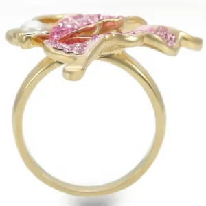 Gold Brass Ring with Top Grade Crystal in Multi Color for Women Style 0W289