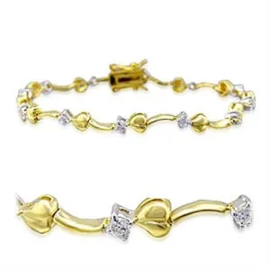 Gold Rhodium Brass Bracelet with AAA Grade CZ in Clear for Women Style 32002