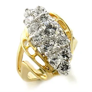 Gold Rhodium Brass Ring with AAA Grade CZ in Clear for Women Style 10520