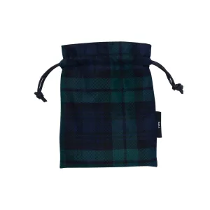 Grant Modern Tartan Leather Drawstring Valuables Pouch