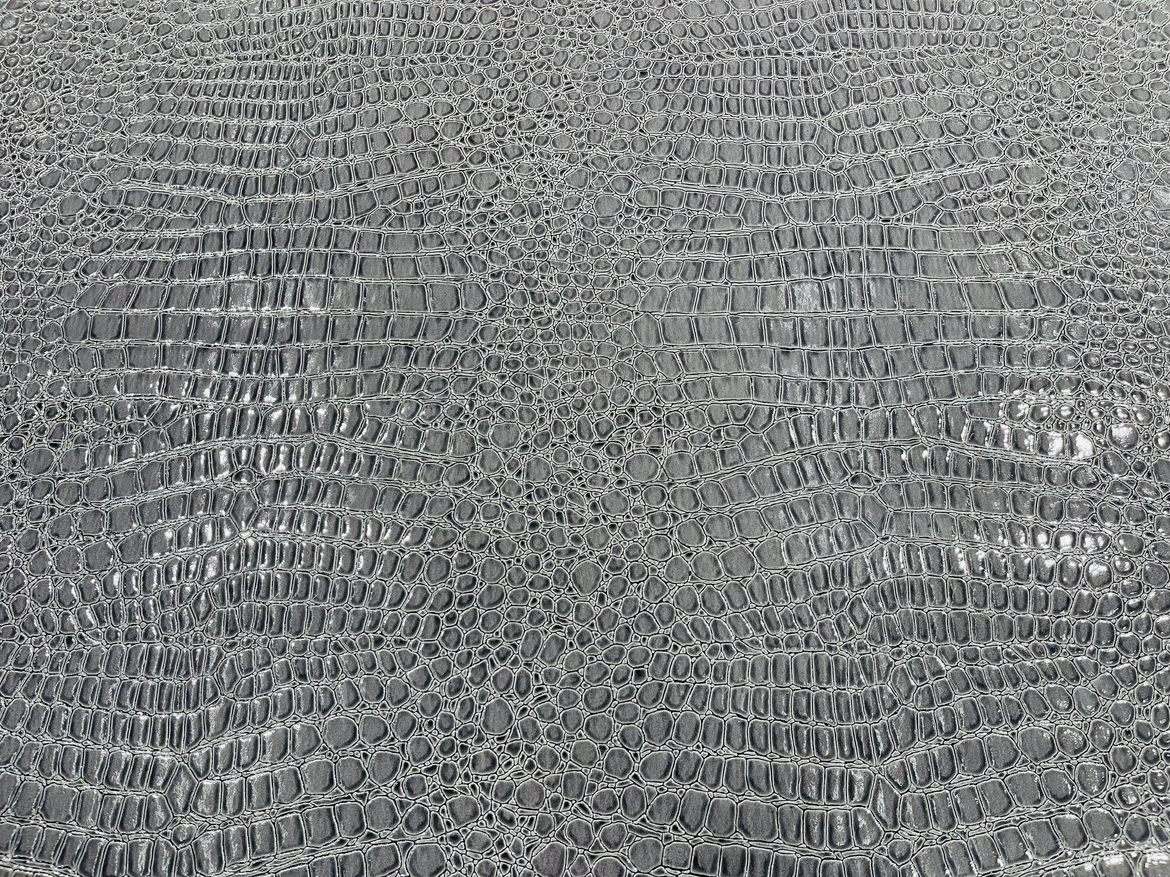 Gray Faux Crocodile Vinyl Embossed 3D Scales-Faux Leather-Sold By Yard