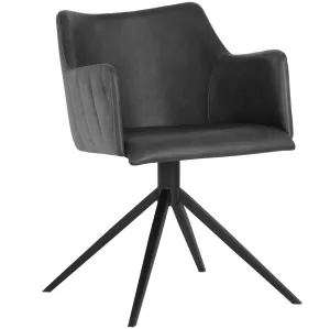 Griffin Swivel Dining Armchair, Town Grey, Set of 2