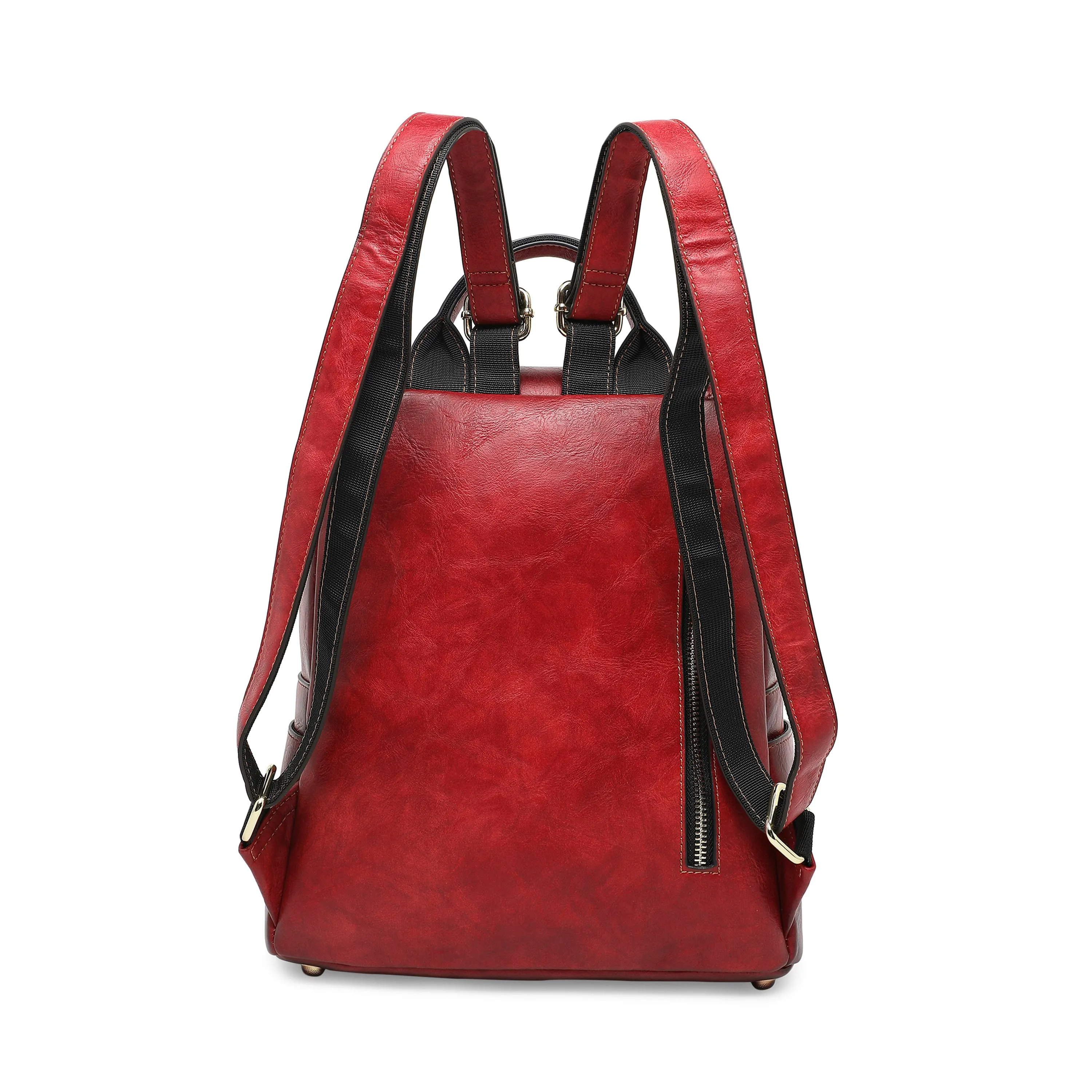 Halo Women's Genuine Leather Backpack - Crimson Red
