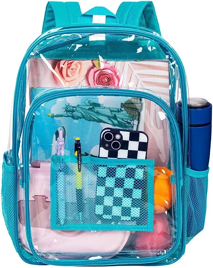Heavy Duty Red See Through Clear Trendy Backpack