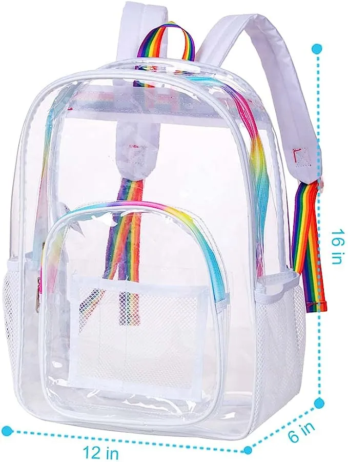 Heavy Duty Red See Through Clear Trendy Backpack