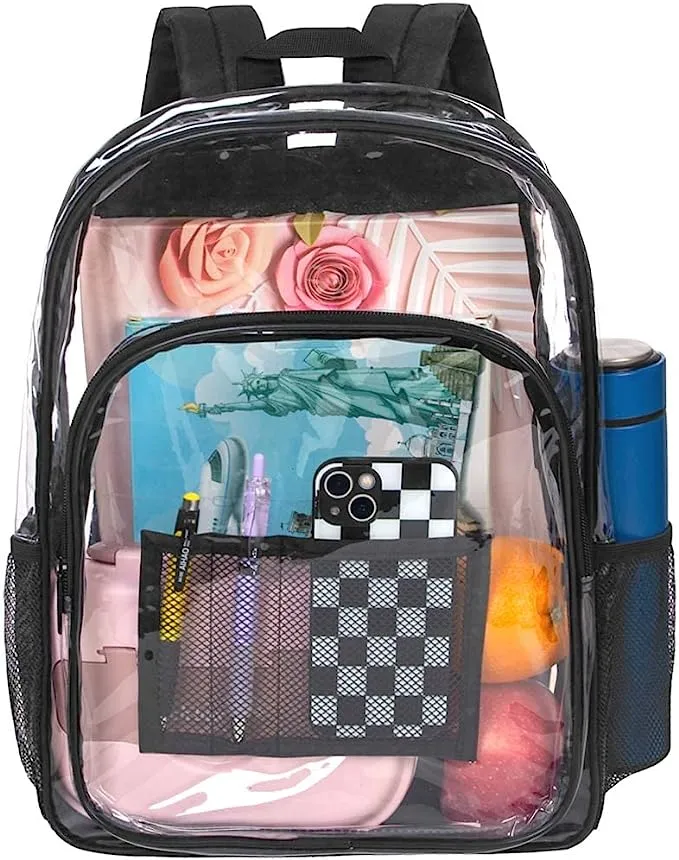 Heavy Duty Red See Through Clear Trendy Backpack
