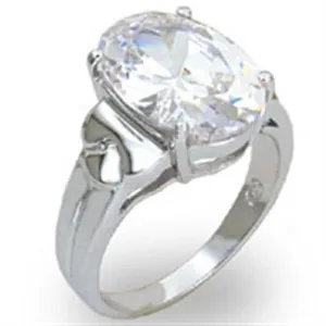 High-Polished 925 Sterling Silver Ring with AAA Grade CZ in Clear for Women Style 20424