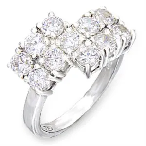 High-Polished 925 Sterling Silver Ring with AAA Grade CZ in Clear for Women Style 50117