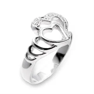 High-Polished 925 Sterling Silver Ring with AAA Grade CZ in Clear for Women Style 6X214