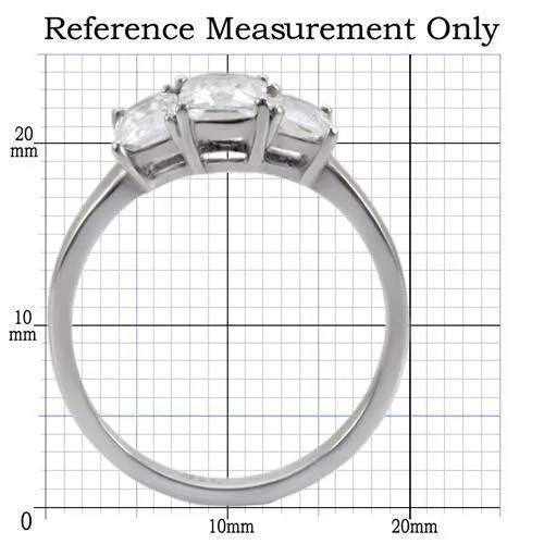 High polished (no plating) Stainless Steel Ring with AAA Grade CZ in Clear for Women Style TK058