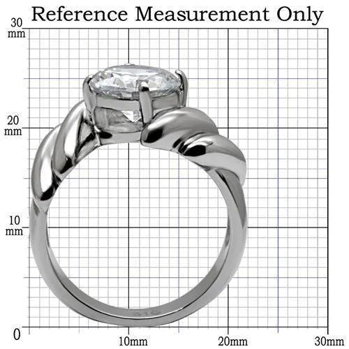 High polished (no plating) Stainless Steel Ring with AAA Grade CZ in Clear for Women Style TK060