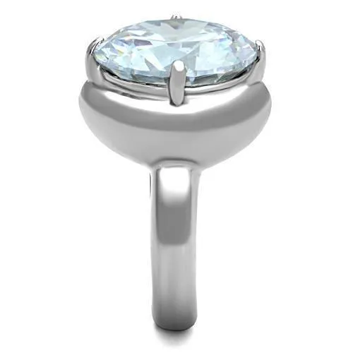 High polished (no plating) Stainless Steel Ring with AAA Grade CZ in Clear for Women Style TK1749