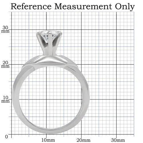 High polished (no plating) Stainless Steel Ring with AAA Grade CZ in Clear for Women Style TK191