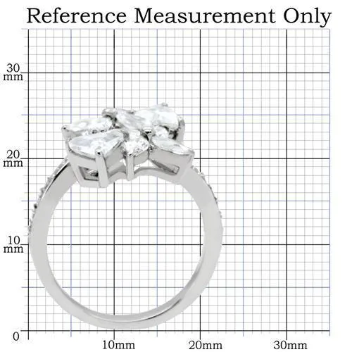High polished (no plating) Stainless Steel Ring with AAA Grade CZ in Clear for Women Style TK196