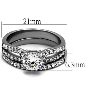 High polished (no plating) Stainless Steel Ring with AAA Grade CZ in Clear for Women Style TK2292