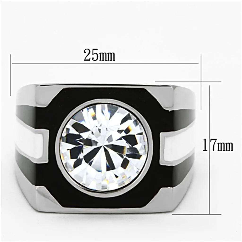 High polished (no plating) Stainless Steel Ring with Top Grade Crystal in Clear for Women Style TK1181