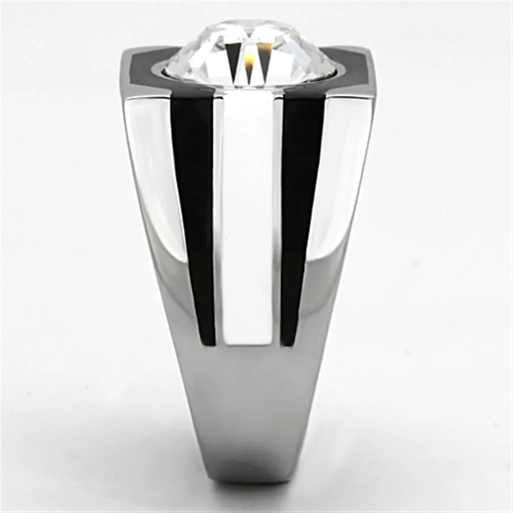 High polished (no plating) Stainless Steel Ring with Top Grade Crystal in Clear for Women Style TK1181