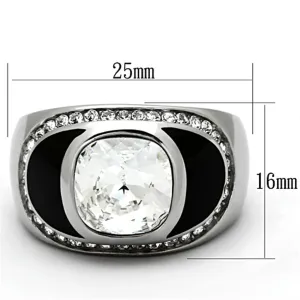 High polished (no plating) Stainless Steel Ring with Top Grade Crystal in Clear for Women Style TK1199