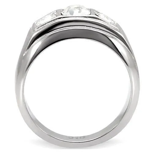 High polished (no plating) Stainless Steel Ring with Top Grade Crystal in Clear for Women Style TK119