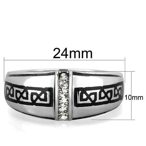 High polished (no plating) Stainless Steel Ring with Top Grade Crystal in Clear for Women Style TK1801