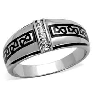 High polished (no plating) Stainless Steel Ring with Top Grade Crystal in Clear for Women Style TK1801