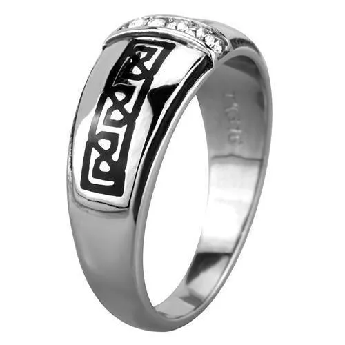 High polished (no plating) Stainless Steel Ring with Top Grade Crystal in Clear for Women Style TK1801