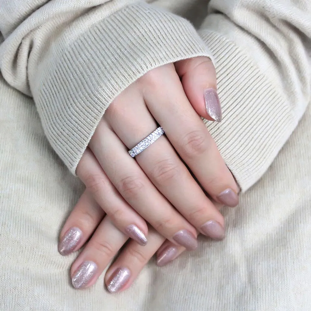 High polished (no plating) Stainless Steel Ring with Top Grade Crystal in Clear for Women Style TK3533