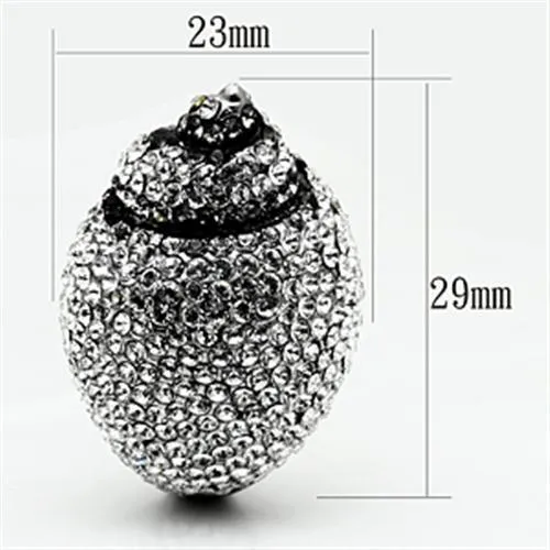 High polished (no plating) Stainless Steel Ring with Top Grade Crystal in Clear for Women Style TK661