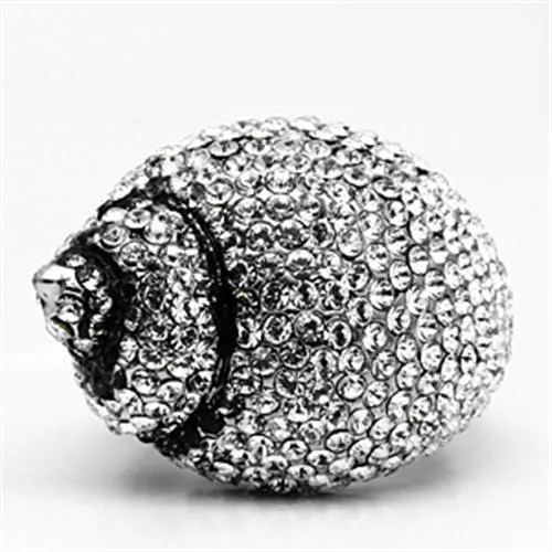 High polished (no plating) Stainless Steel Ring with Top Grade Crystal in Clear for Women Style TK661