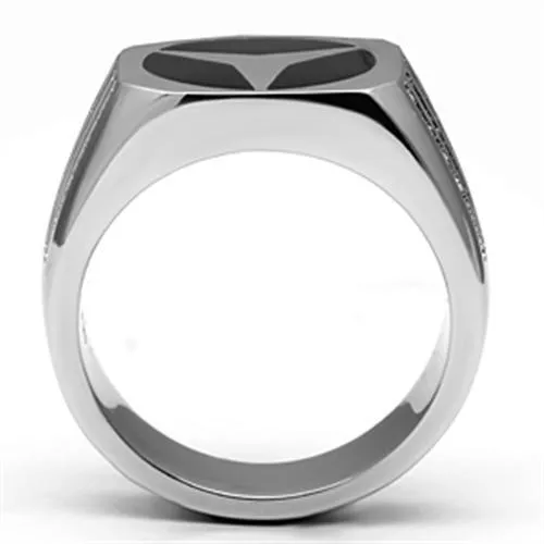 High polished (no plating) Stainless Steel Ring with Top Grade Crystal in Clear for Women Style TK709