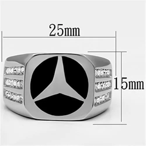 High polished (no plating) Stainless Steel Ring with Top Grade Crystal in Clear for Women Style TK709