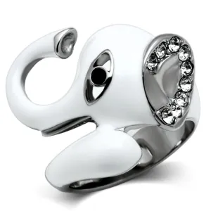 High polished (no plating) Stainless Steel Ring with Top Grade Crystal in Jet for Women Style TK663
