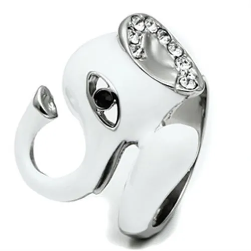 High polished (no plating) Stainless Steel Ring with Top Grade Crystal in Jet for Women Style TK663