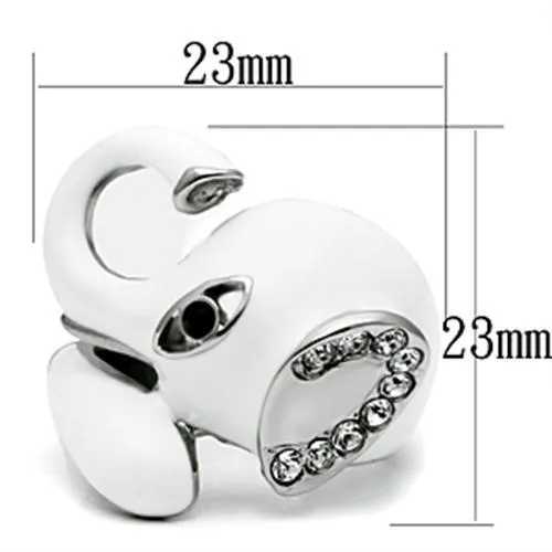 High polished (no plating) Stainless Steel Ring with Top Grade Crystal in Jet for Women Style TK663